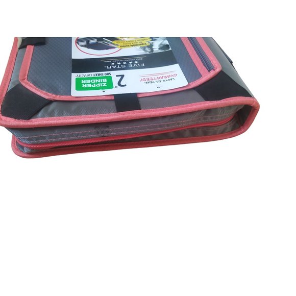 Mead Five Star Zipper Binder Black Pink Edge 2 Inch File Pocket Binder - Picture 9 of 11